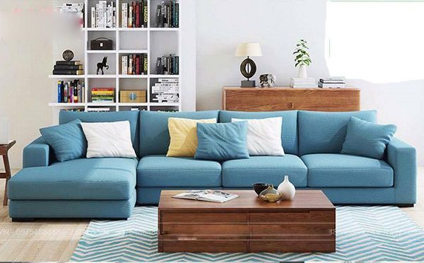 Sofa nỉ hiện đại xanh da trời