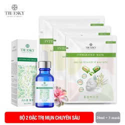 Bộ ngừa mụn da mặt Truesky Premium M01 gồm 1 serum ngừa mụn tràm trà 20ml + 3 miếng mặt...