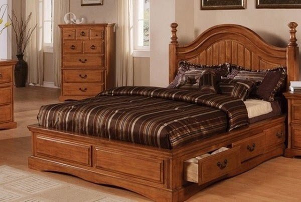 Giường gỗ hương có ngăn kéo